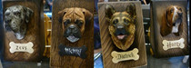 Resin bust 4 dog heads each 5CM approximate height bust 431