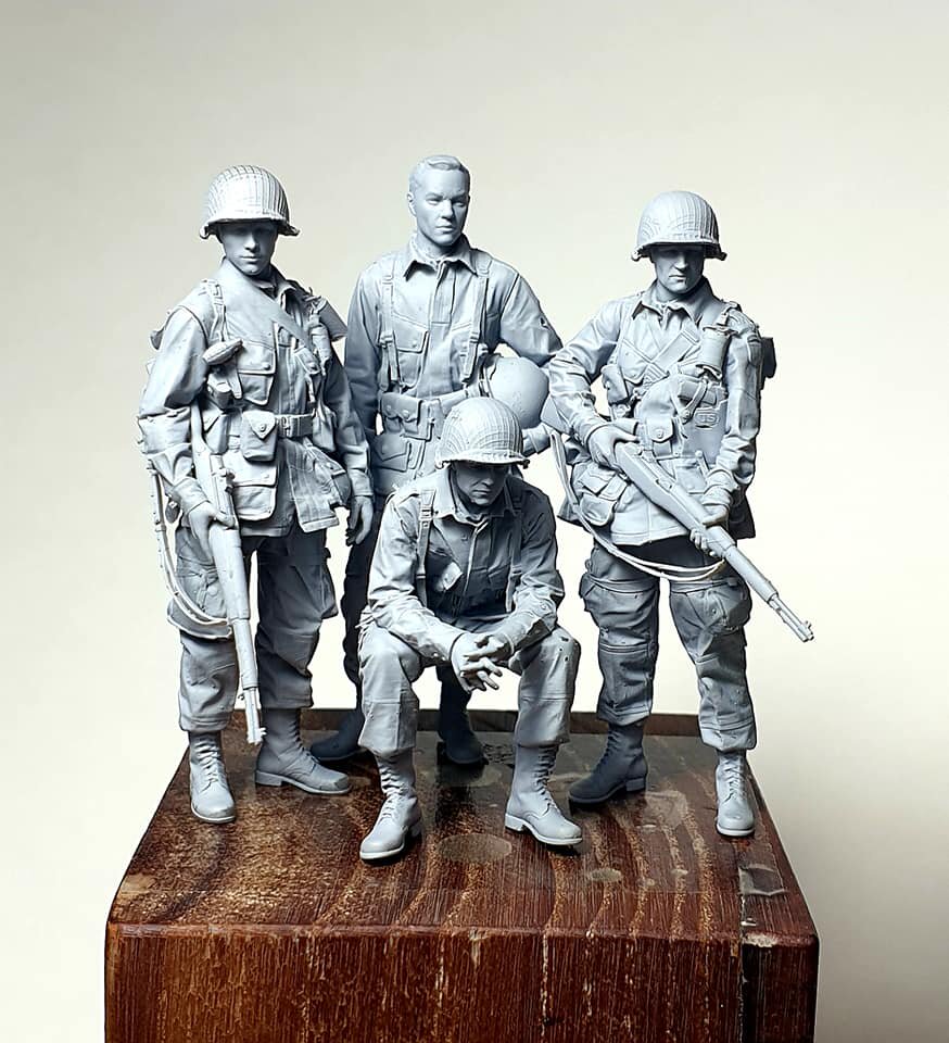 1 35 resin soldier model US military airborne soldier 4 persons serial number 1077