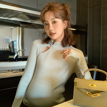 Maternity sweater early spring new arrival bottoming shirt long-sleeved slim pullover half turtleneck national style inner wear slimming top for women