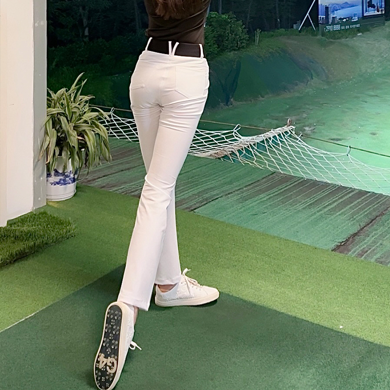 New Golf Women's Pants, Slimming White Long Pants, High-Waisted Elastic Women's Pants, Sports Flared Pants