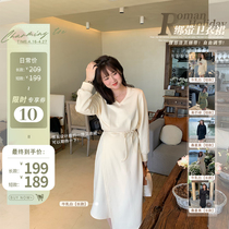 Spot Toe Fascia Roman Holiday V Collar Strap Sweatshirt Dress Woman Micro Fat Mm Rice Grain G Long Skirt Loose