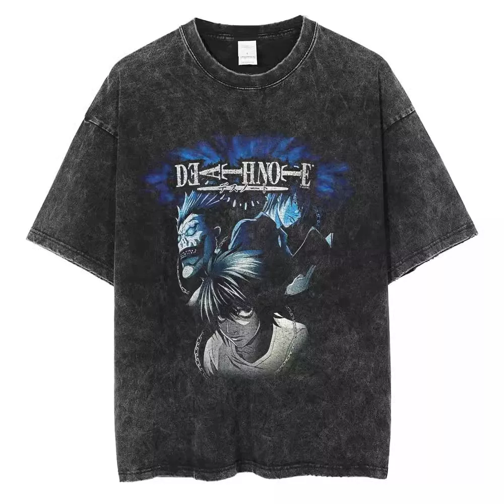 Японский аниме Death Note Wash Black Cotton T -футболка MISА LAWLIET черная майка-весна лето Street