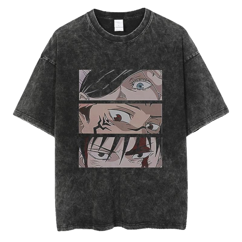 Футболка в стиле стритвир Jujutsu Kaisen с эффектом стирки, мужская