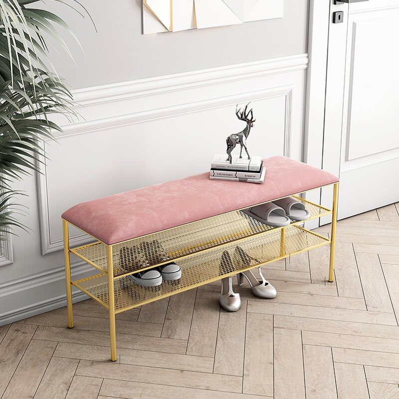 Shoe-changing stool home door light luxury style creative net red entry door velvet strip Nordic storage shoe rack can sit