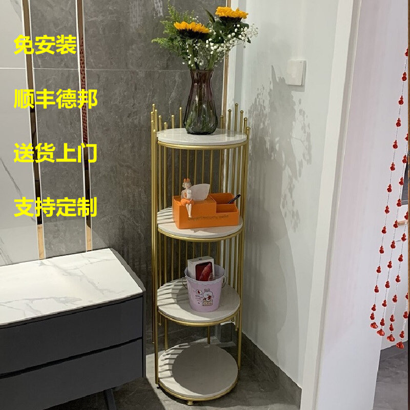 Living room shelve floor sofa TV next Nordic storage cabinet leans against wall corner round iron art big size Four floors light lavish