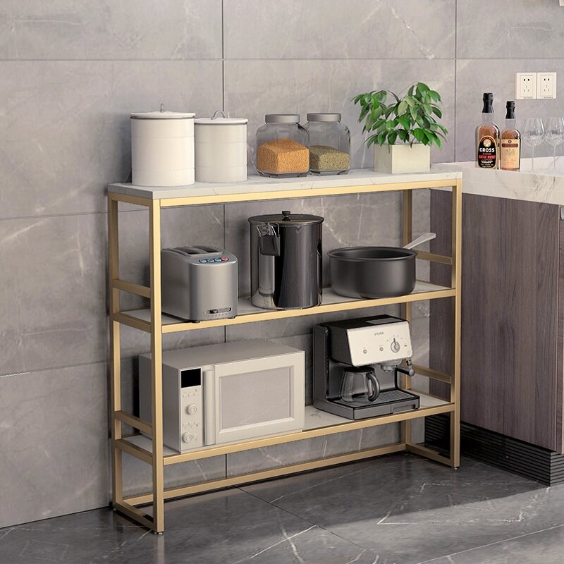 Kitchen shelf floor-to-ceiling multi-layer storage vegetable basket household removable wheeled oven put pot microwave oven shelf