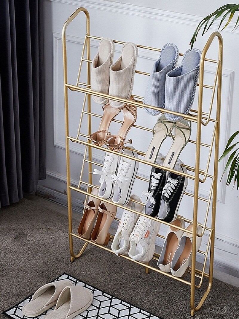 Shoe rack ultra-thin shoe rack 17cm behind the door narrow small mini multi-layer installation-free space-saving oblique placement