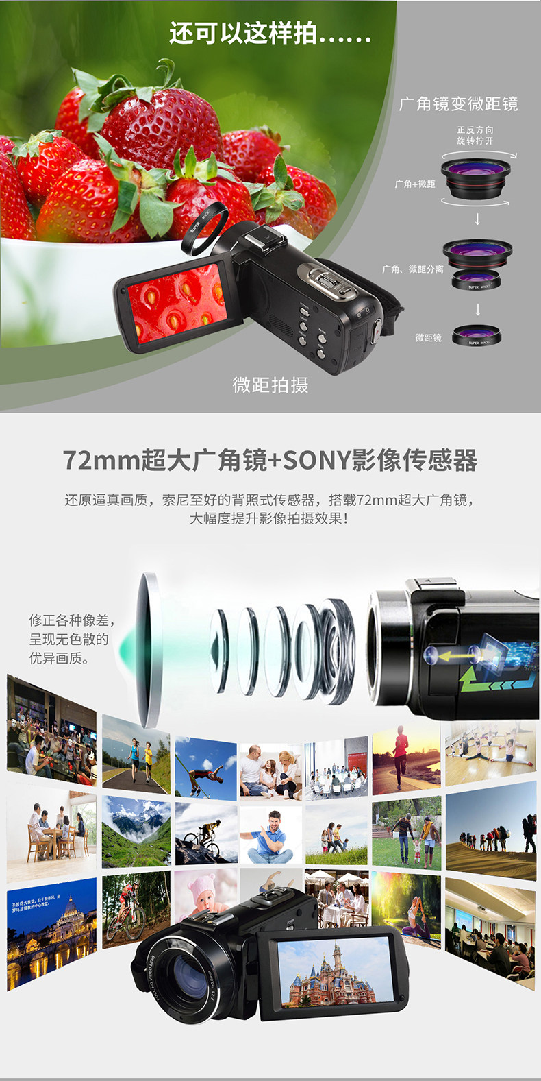 Ordro Oda Z20 HD chuyên nghiệp kỹ thuật số máy quay video dv máy ảnh mini máy quay cầm tay