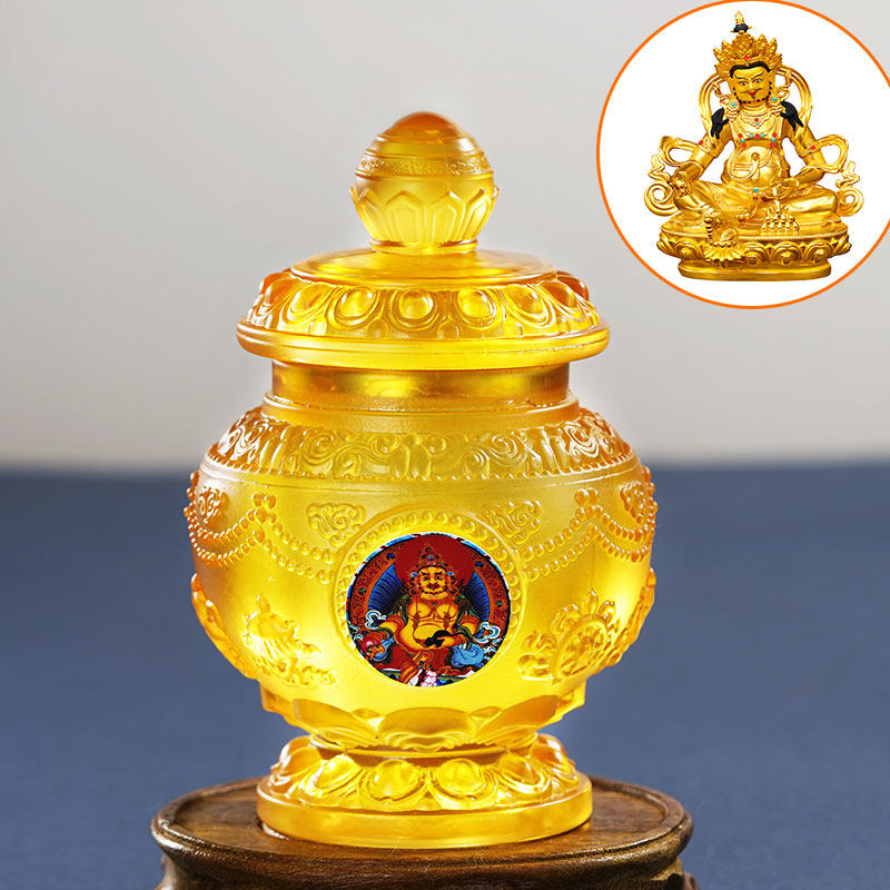 God of Wealth Mani bottle water glass Eight auspicious dragon King Yellow God of wealth Tibetan Lotus for the bottle Buddha Hall for the Buddha ornaments