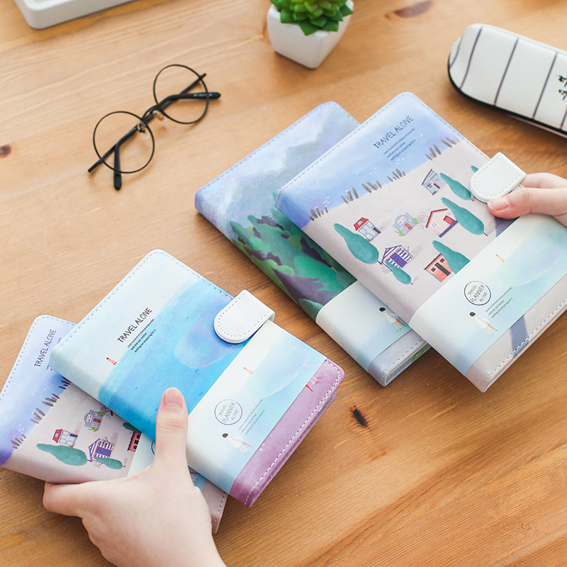 < Go alone Travel leather buckle Ben > Golden Valley Stationery A6 This Miss Color Colorful Page Printed Handbooks 32K B6 Notebook South Korean Wind Breeze New Minimalist Notes of the Colour Page Day of the Day-Taob