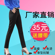 Spring and summer professional slim-fit horn black trousers Womens work pants loose straight suit small feet work pants trousers