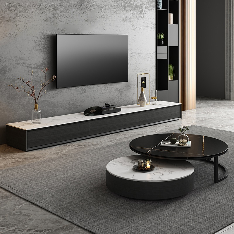 Nordic rock slate stone TV cabinet coffee table combination modern minimalist living room TV cabinet low cabinet TV cabinet