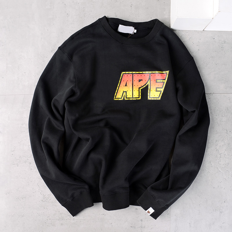 Heavy pound Tide Cards Joint Payee round foreign trade pure cotton wool ring thick T-shirt male round neck full cotton long sleeve printed blouse