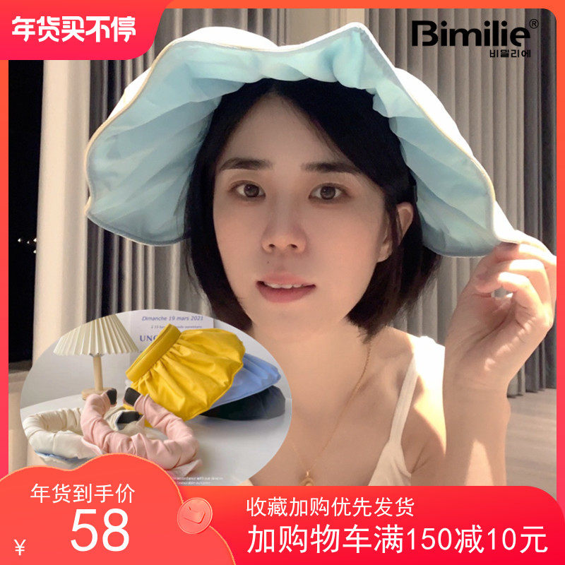Bimilie headband shell sun hat women's summer UV protection empty top big eaves sun hat versatile parent-child