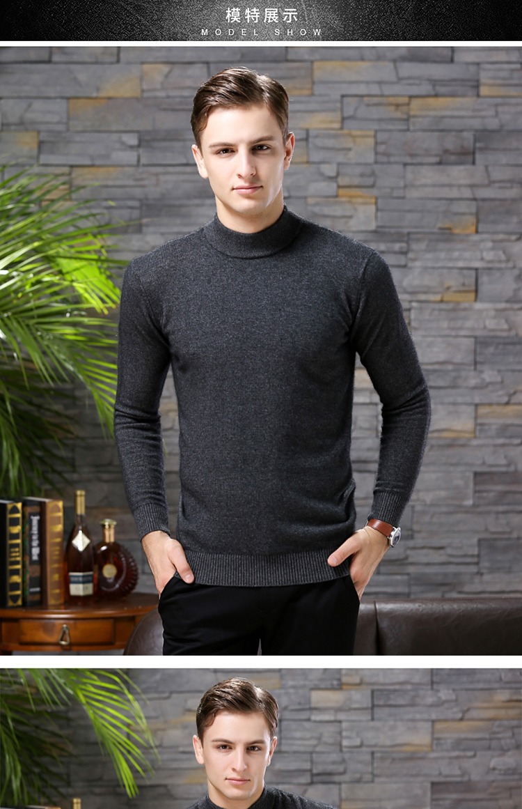 Ordos City 100% áo len cashmere nguyên chất nam cao nửa cổ áo len dày áo cổ lọ nam