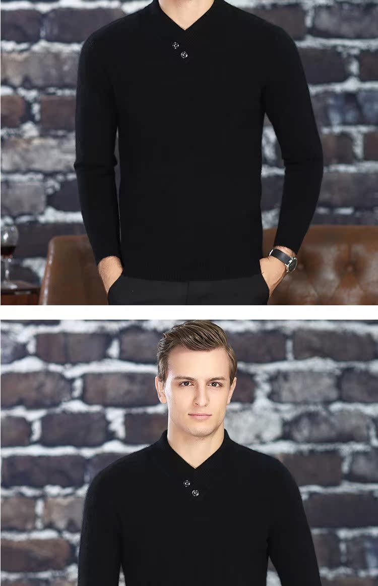Ordos City Men V-cổ 100% Áo cashmere nguyên chất Gà non Cổ áo cardigan Áo len nhung dày áo hoodie cặp