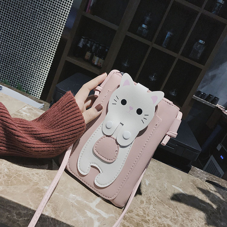 Mobile phone bag female 2017 new mini bag Korean version cartoon messenger bag coin purse vertical mobile phone bag hanging neck