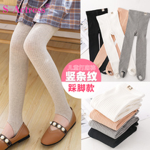 Girls foot pants dance Spring and autumn slim outside wearing childrens white foreign air Even pants socks baby with thick underpants