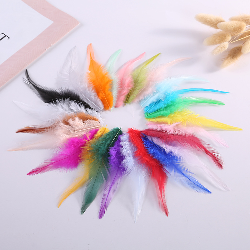 14 color DIY handmade feathers Color white pointed feathers jewelry accessories Clothing accessories craft decorative feathers