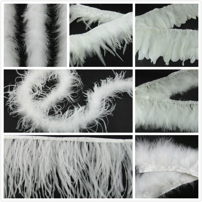 diy feather feather cloth strip cloth edge Canvas belt Feather skirt Wedding feather white feather brush strip