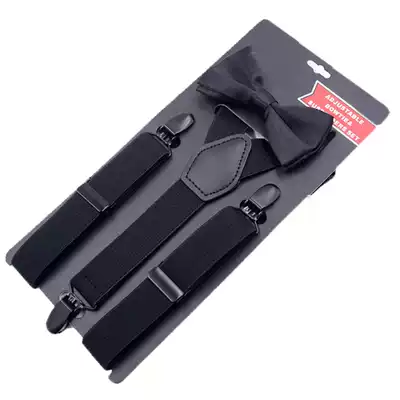 Children's baby holding bag clip bow tie set baby suspender belt Black toddler shoulder strap three clips baby anti-drop pants belt