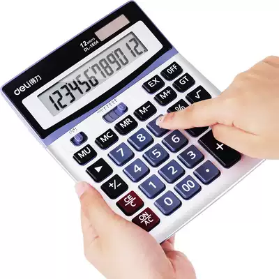 Del 1654 calculator computer large screen big button solar calculator with button battery dual use