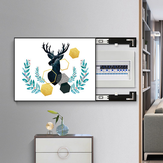 Caja de medidor de pared nórdica, caja de distribución de pintura decorativa, pintura de bloqueo, mural para sala de estar, caja de interruptor, pintura colgante sin perforar