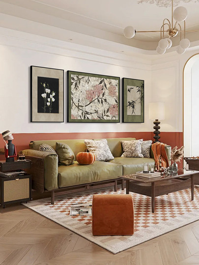 Living room decorative painting, modern minimalist sofa background wall hanging painting, light luxury mural, atmospheric wall painting, high-end triptych