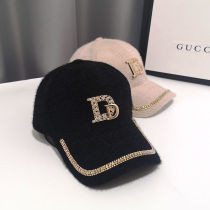 Hat female spring summer big face fat sister ins sunscreen mohair baseball cap D chain Diamond Joker cap