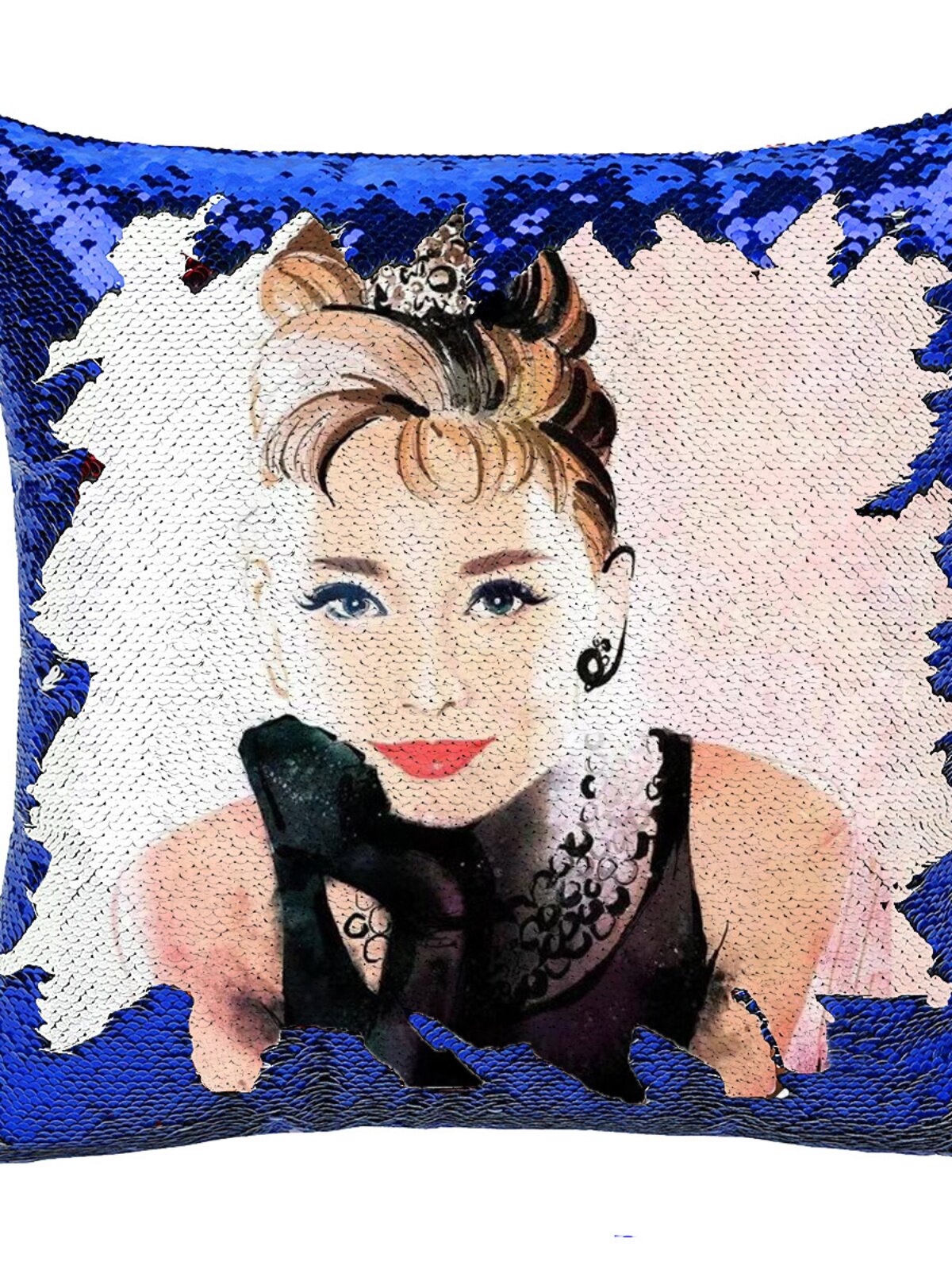 Customized sequin pillow with pictures, two-color idol photo, same style cushion cover, photo printing, flip pillow cover, funny sequins