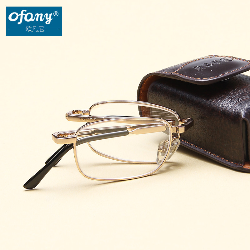 Old flower glasses men's crystal glass folding portable delicate metal high-definition fashion comfortable and elegant old mirror woman