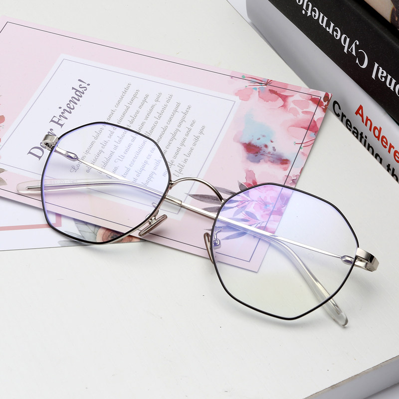 Anti-Blu-ray glasses female polygonal radiation-resistant computer glasses can be matched with myopia-glasses eye protection computer glasses female