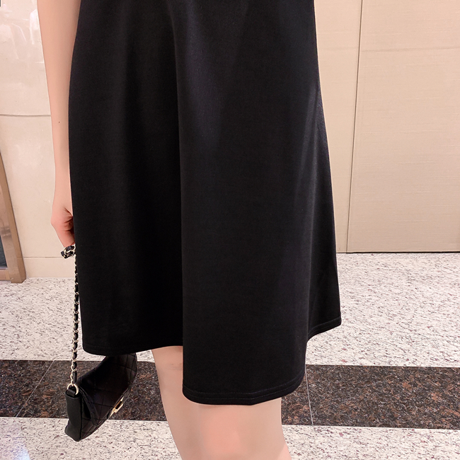 VK旗艦店 韓系高腰氣質顯瘦復古木耳邊娃娃領短袖洋裝