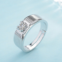 New hot sale Simple Mens personality domineering fashion ring silver plated diamond stripe ring jewelry trend accessories