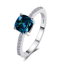 Cao Shi cross-border hot-selling jewelry Micro-set zircon sapphire blue square diamond ring female European and American simple engagement ring