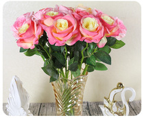 Single-branch simulation rose flower fake flower suit living room table decoration flower dried flower bouquet wedding celebration rose flower