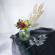 Christmas 50cm Gold Powder Christmas Leaves Birthday Party Decorations Atmosphere Supplies Christmas Tree Fake Leaves Plugins