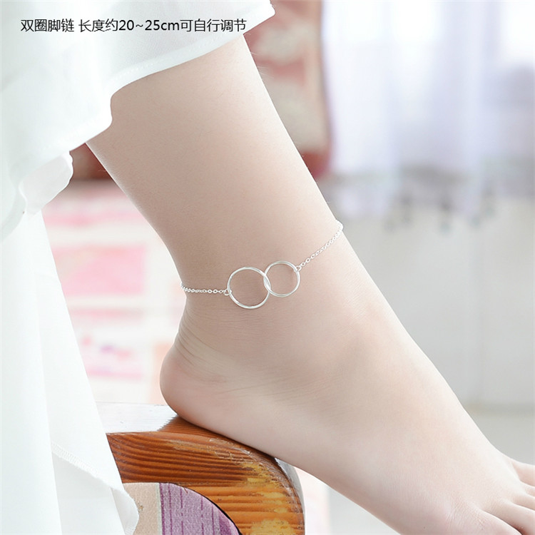 925 sterling silver vòng chân nữ hoang dã tình yêu Hàn Quốc phiên bản của các đơn giản chuông stars đồ trang sức bạc Sen Sở của bạn gái món quà sinh viên