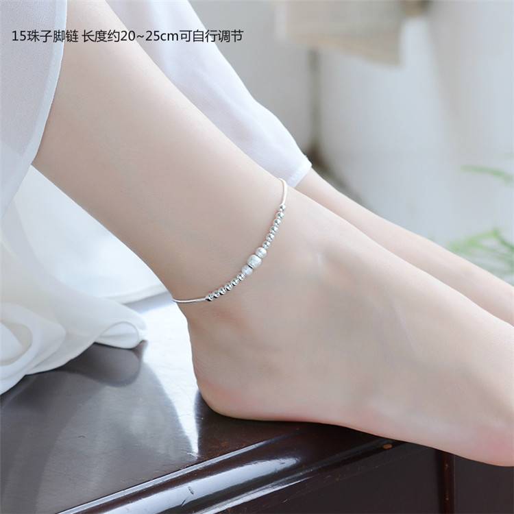 925 sterling silver vòng chân nữ hoang dã tình yêu Hàn Quốc phiên bản của các đơn giản chuông stars đồ trang sức bạc Sen Sở của bạn gái món quà sinh viên