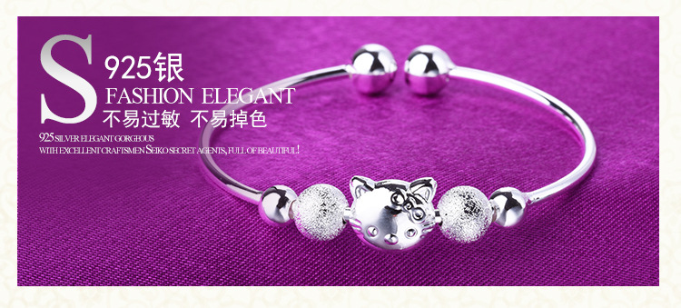 KT Vòng Đeo Tay Chà Chuyển Bead Phim Hoạt Hình HelloKitty Hello Kitty Cô Gái Mở Điều Chỉnh Bạc Vòng Đeo Tay