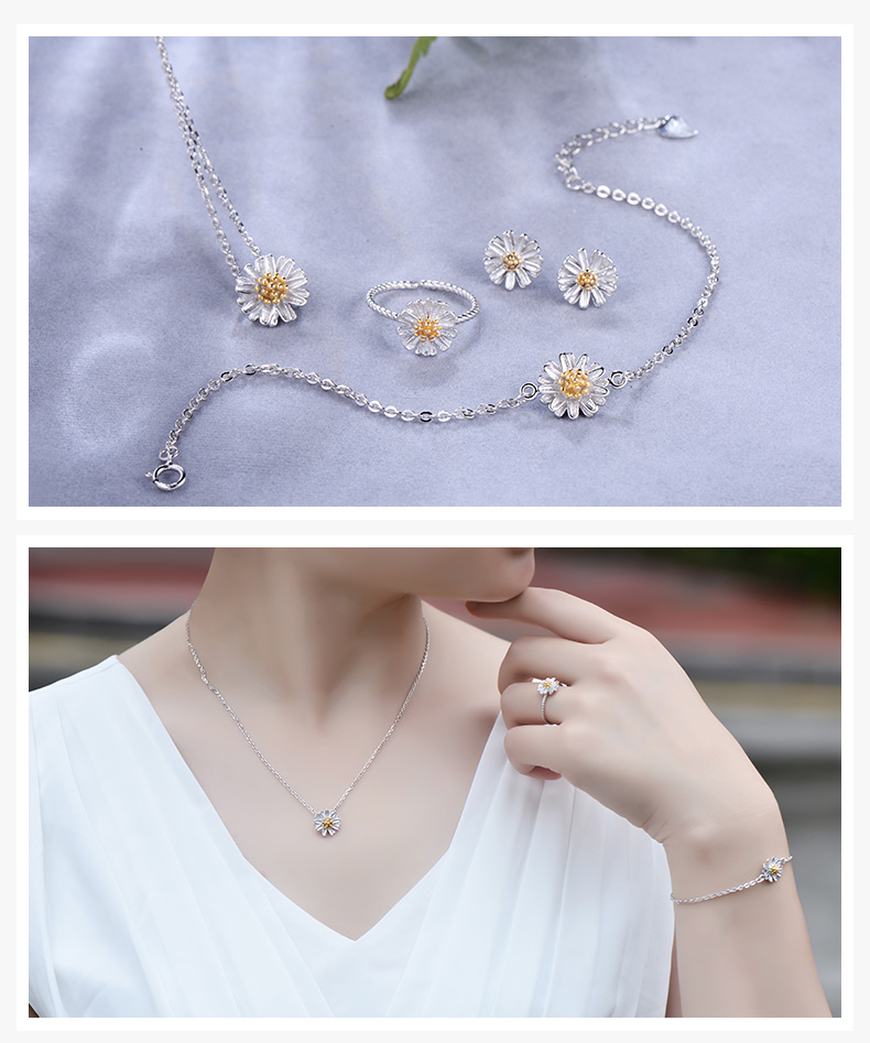 Vòng tay nhỏ Daisy Vòng đeo tay Hàn Quốc Vòng tay đẹp Hoa tươi Thời trang Mở Sinh viên Trang sức Bạc Nhật Bản và Hàn Quốc vòng mã não