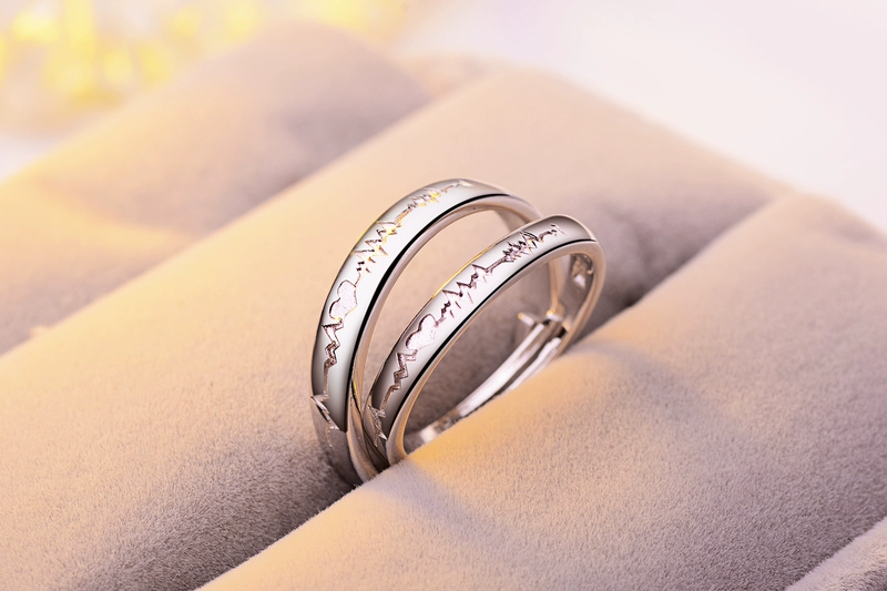 S925 sterling silver ring nam giới và phụ nữ trang sức Nhật Bản và Hàn Quốc đơn giản vòng chiếc nhẫn kim cương mở vài vài vòng một cặp chữ