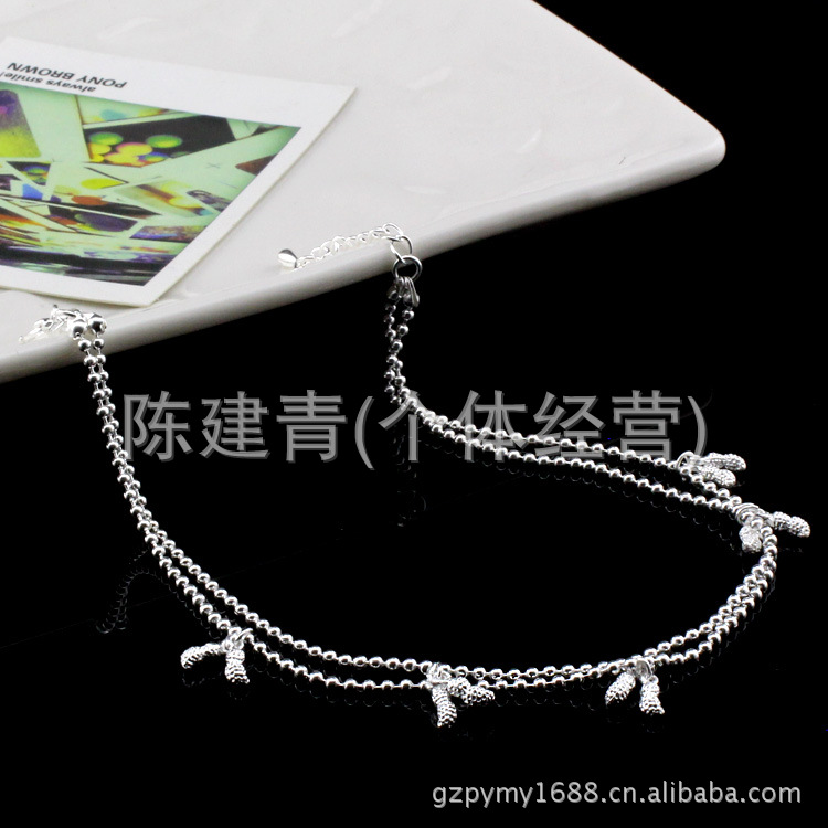 S925 sterling silver vòng chân Hàn Quốc thời trang chuông đơn giản vòng chân nữ trang sức bạc năm nay sợi dây màu đỏ vòng chân