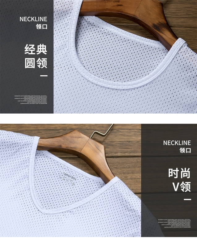 Băng lưới mắt ngắn tay T-Shirt nam rỗng lưới thoáng khí mát mẻ và nhanh chóng làm khô thể thao kích thước lớn của nam giới nửa tay áo mùa hè phần mỏng áo thun burberry