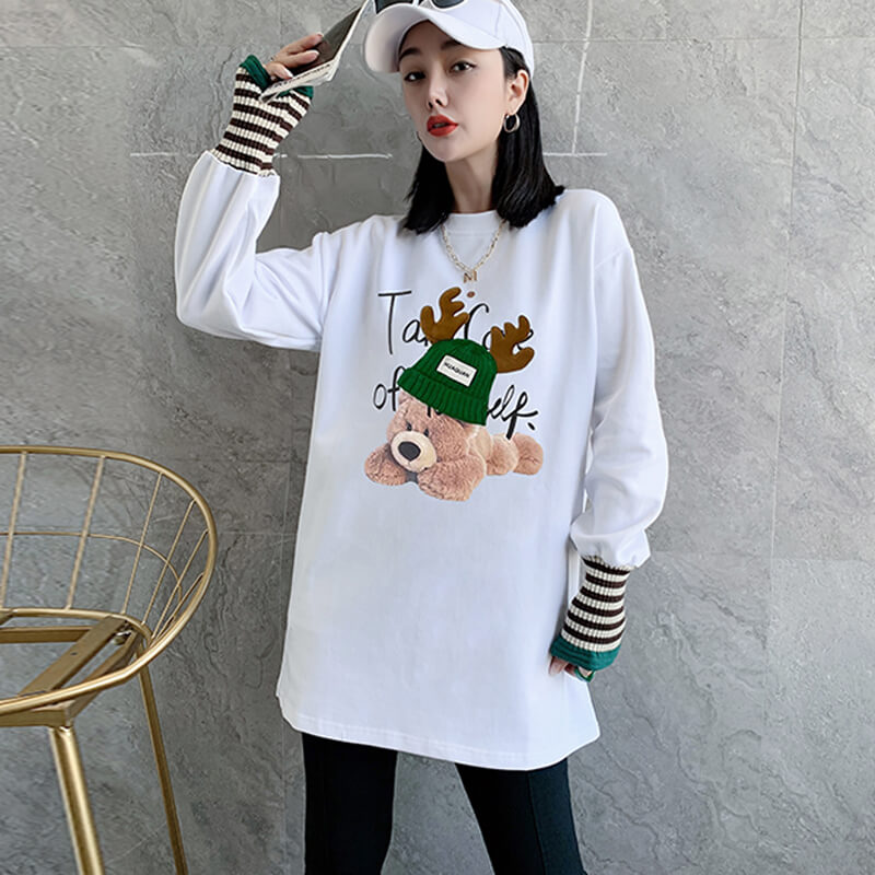 2021 pregnant women's winter clothing blouses with velvety loose medium long version of the long sleeve T-shirt fashion winter large size for the undershirt