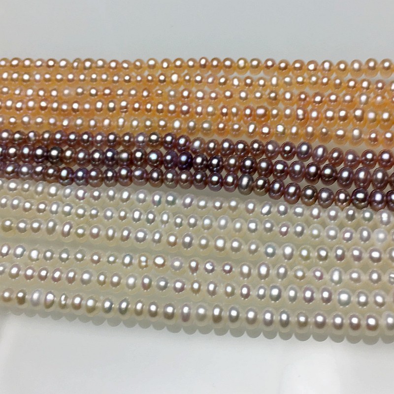 Nearly round natural pearl necklace punch 3-4mm semi-finished product DIY special offer loose beads strong light good quality