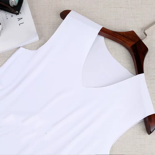 Летняя шелковая дышащая тонкая белая майка, эффект подтяжки, оверсайз