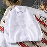 Белая трендовая базовая приятная телу летняя рубашка для отдыха, в корейском стиле, подходит для подростков