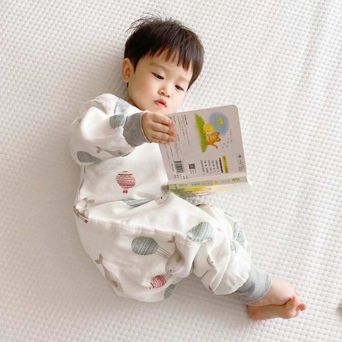ins bamboo fiber four layers six layer gauze baby long sleeves split leg sleeping bag spring summer autumn four seasons baby anti-kick quilt