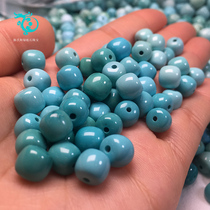 Natural mineral turquoise Old type beads Round beads loose beads Drum beads High porcelain blue jade pair beads with beads Disciple beads accessories